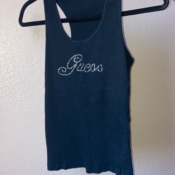 Guess Bedazzled Black Razorback Tank Top - Picture 2 of 4